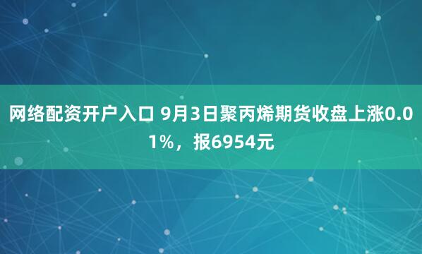 网络配资开户入口 9月3日聚丙烯期货收盘上涨0.01%,报6954元